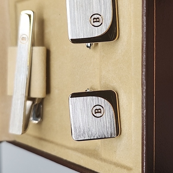 BALLY CUFFLINKS Set GOLD/SILVER TONE made in Germany - Picture 2 of 7
